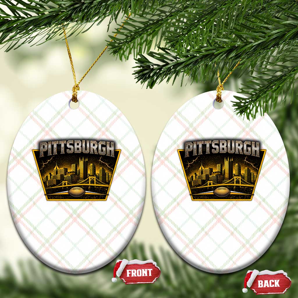 Pittsburgh Skyline Crest Graphic Ceramic Ornament Football Lover Gift TS12 Print Your Wear