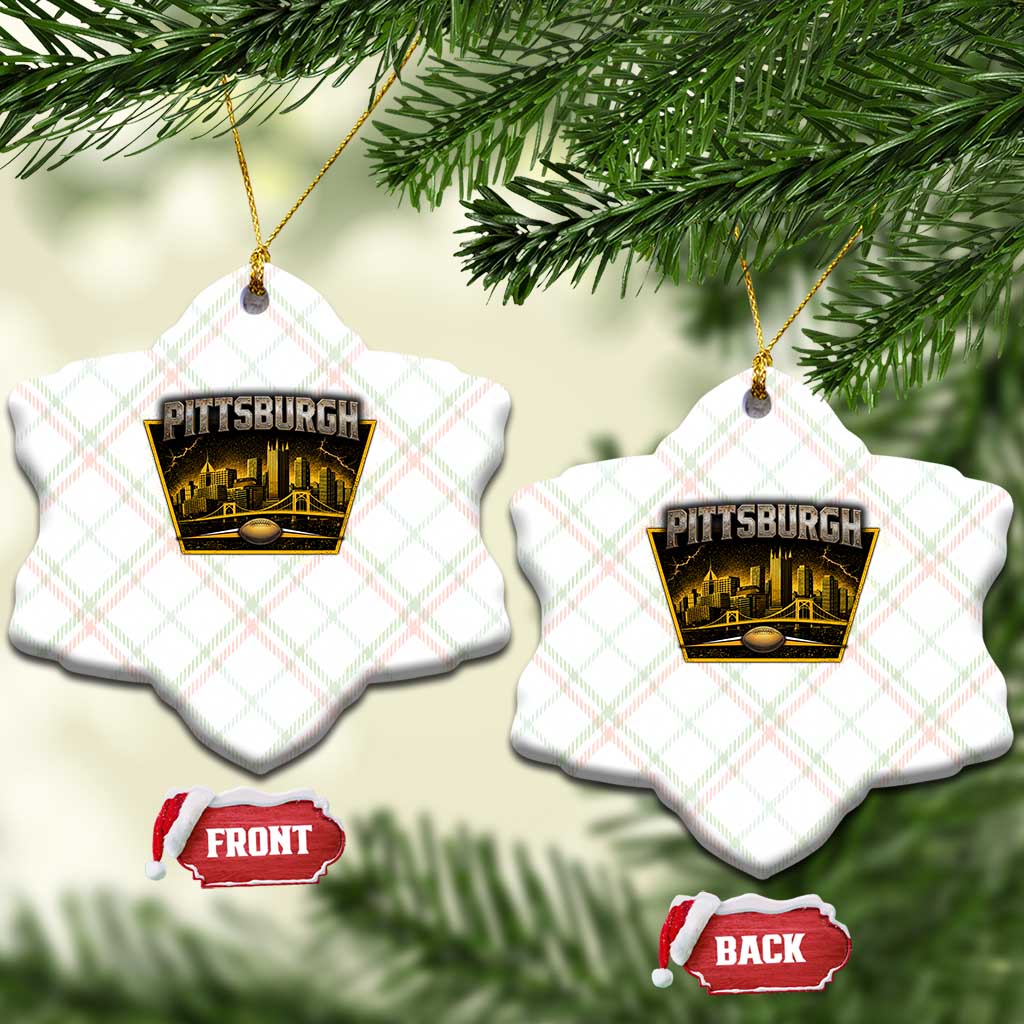 Pittsburgh Skyline Crest Graphic Ceramic Ornament Football Lover Gift TS12 Print Your Wear