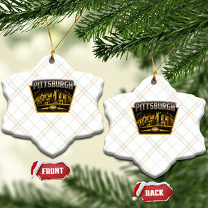 Pittsburgh Skyline Crest Graphic Ceramic Ornament Football Lover Gift TS12 Print Your Wear