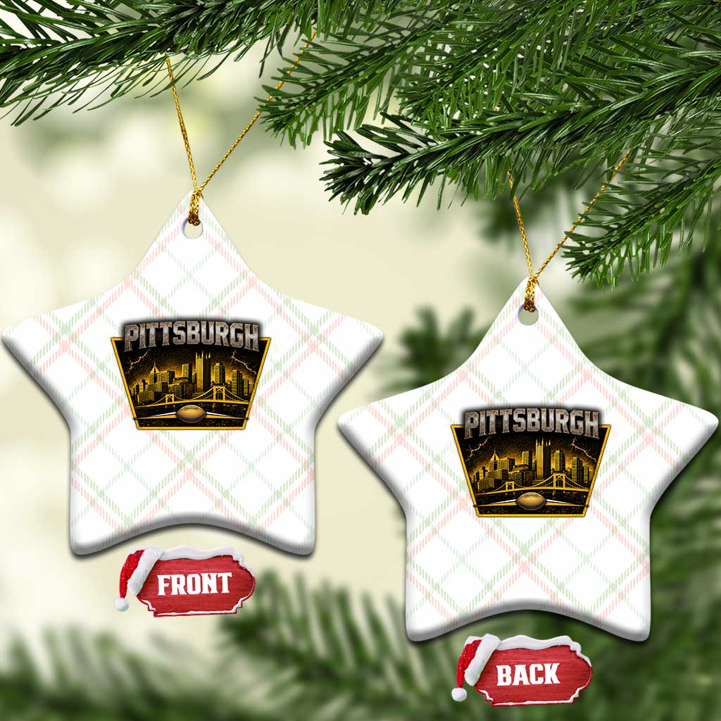 Pittsburgh Skyline Crest Graphic Ceramic Ornament Football Lover Gift TS12 Print Your Wear