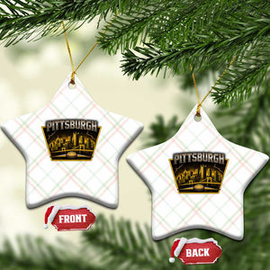 Pittsburgh Skyline Crest Graphic Ceramic Ornament Football Lover Gift TS12 Print Your Wear