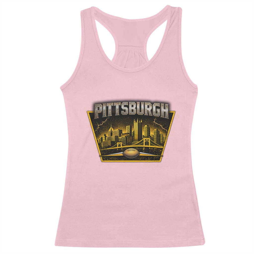 Pittsburgh Skyline Crest Graphic Racerback Tank Top Football Lover Gift TS12 Light Pink Print Your Wear
