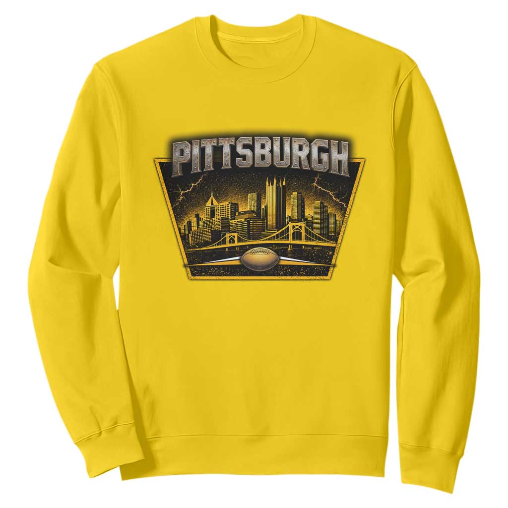 Pittsburgh Skyline Crest Graphic Sweatshirt Football Lover Gift TS12 Daisy Print Your Wear