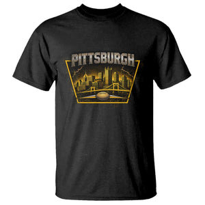Pittsburgh Skyline Crest Graphic T Shirt Football Lover Gift TS12 Black Print Your Wear
