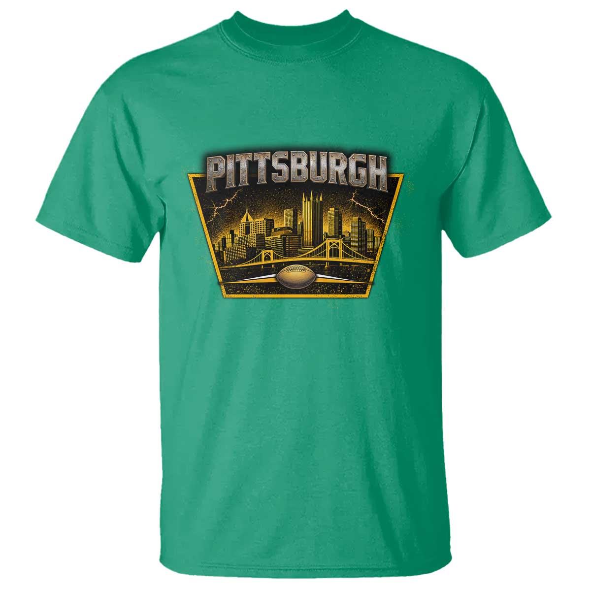 Pittsburgh Skyline Crest Graphic T Shirt Football Lover Gift TS12 Irish Green Print Your Wear