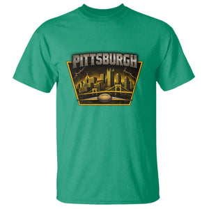 Pittsburgh Skyline Crest Graphic T Shirt Football Lover Gift TS12 Irish Green Print Your Wear
