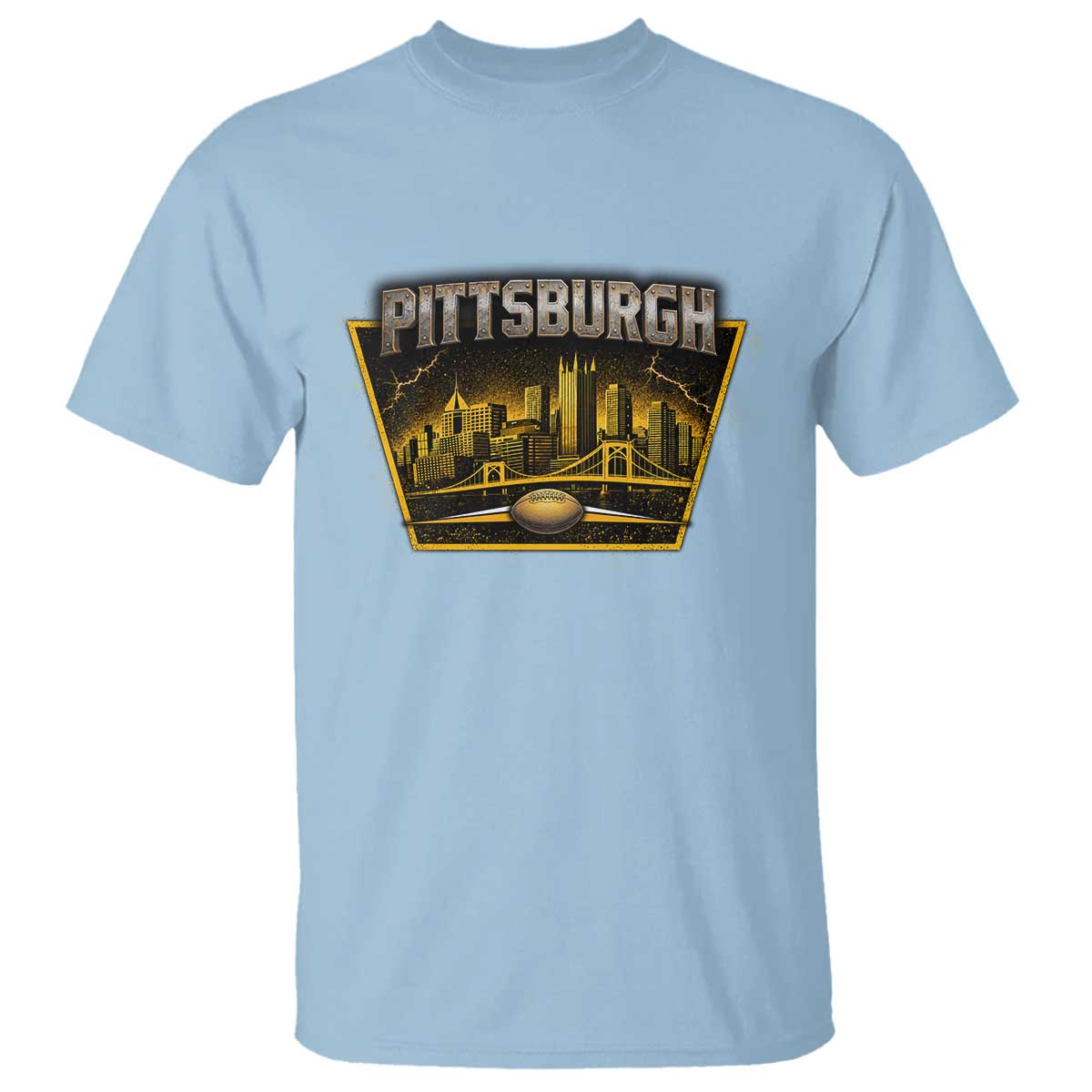 Pittsburgh Skyline Crest Graphic T Shirt Football Lover Gift TS12 Light Blue Print Your Wear