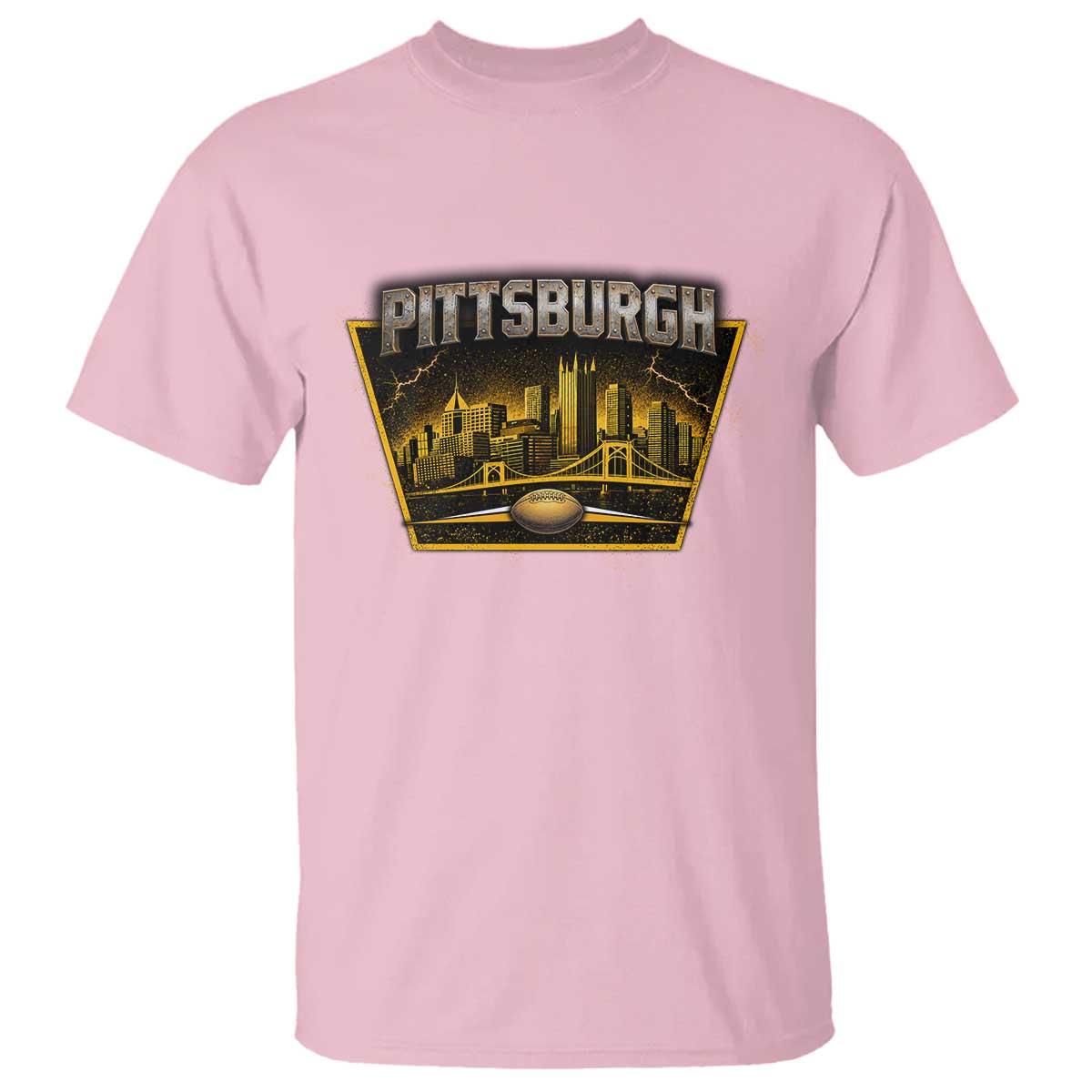 Pittsburgh Skyline Crest Graphic T Shirt Football Lover Gift TS12 Light Pink Print Your Wear