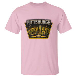 Pittsburgh Skyline Crest Graphic T Shirt Football Lover Gift TS12 Light Pink Print Your Wear