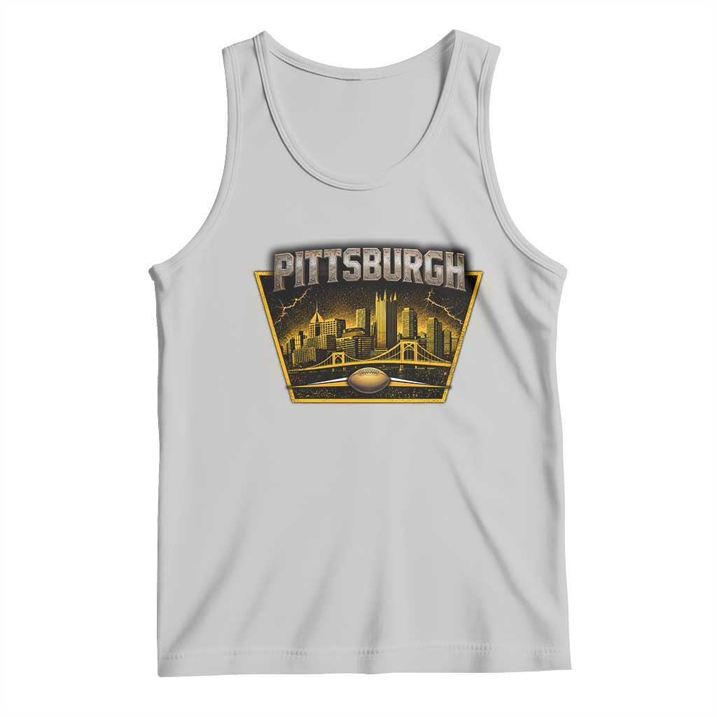 Pittsburgh Skyline Crest Graphic Tank Top Football Lover Gift TS12 Ash Print Your Wear