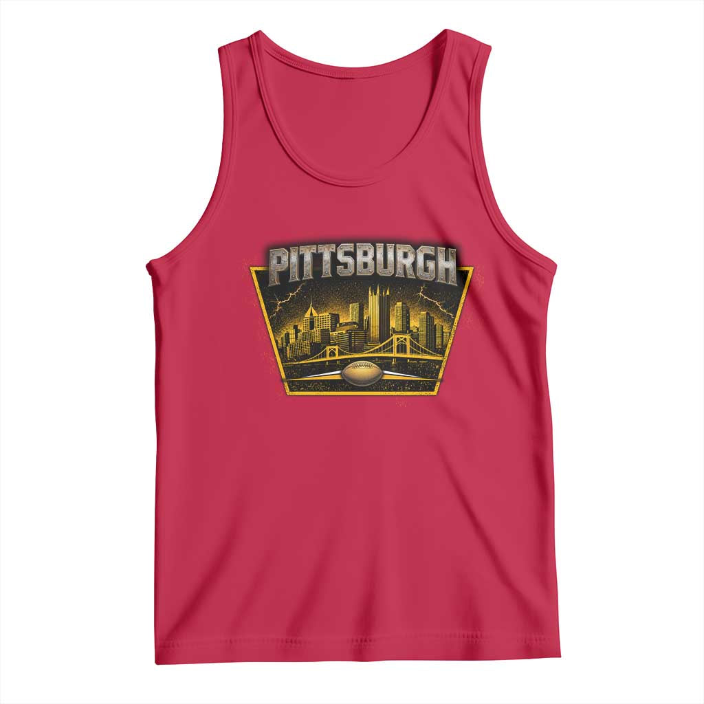 Pittsburgh Skyline Crest Graphic Tank Top Football Lover Gift TS12 Red Print Your Wear