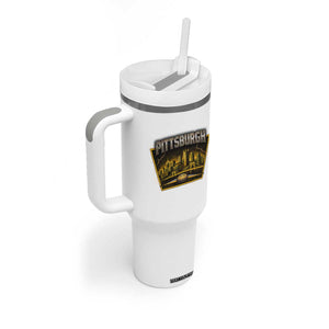 Pittsburgh Skyline Crest Graphic Tumbler With Handle Football Lover Gift TS12 Print Your Wear