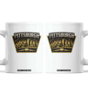 Pittsburgh Skyline Crest Graphic Coffee Mug Football Lover Gift TS12 White Print Your Wear