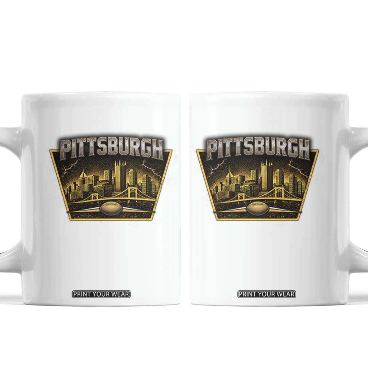 Pittsburgh Skyline Crest Graphic Coffee Mug Football Lover Gift TS12 White Print Your Wear