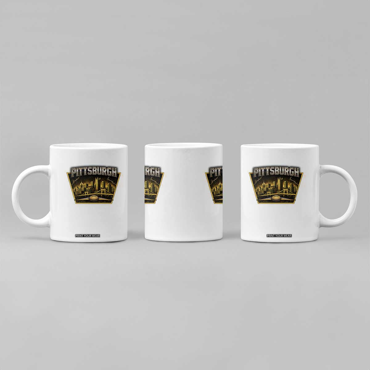 Pittsburgh Skyline Crest Graphic Coffee Mug Football Lover Gift TS12 Print Your Wear