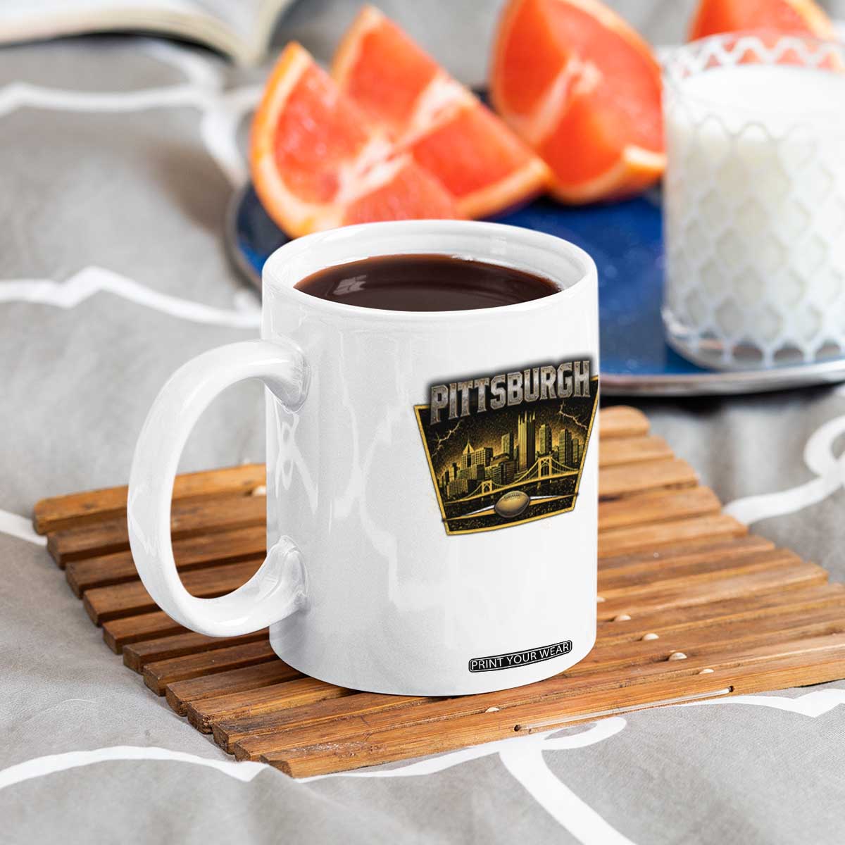 Pittsburgh Skyline Crest Graphic Coffee Mug Football Lover Gift TS12 Print Your Wear