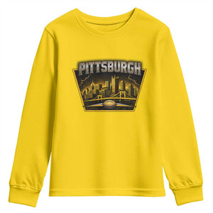 Pittsburgh Skyline Crest Graphic Youth Sweatshirt Football Lover Gift TS12 Daisy Print Your Wear