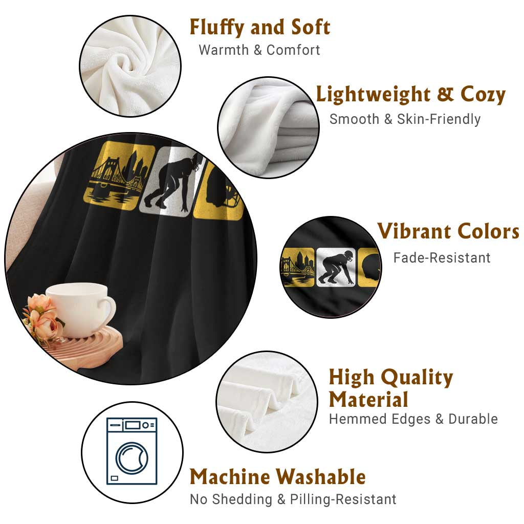 Pittsburgh Skyline Crest Graphic Throw Blanket Football Fan Pride TS12 Print Your Wear