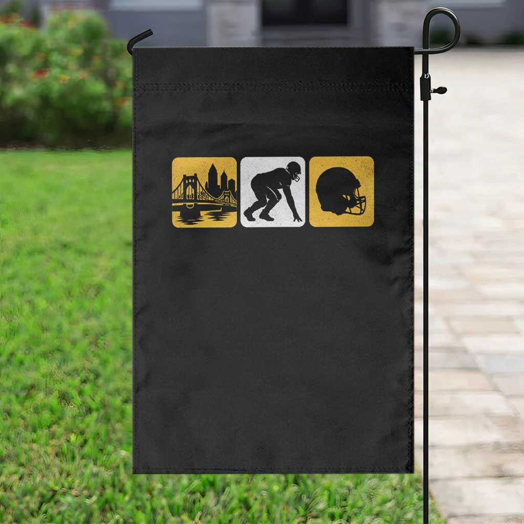 Pittsburgh Skyline Crest Graphic Garden Flag Football Fan Pride TS12 Print Your Wear