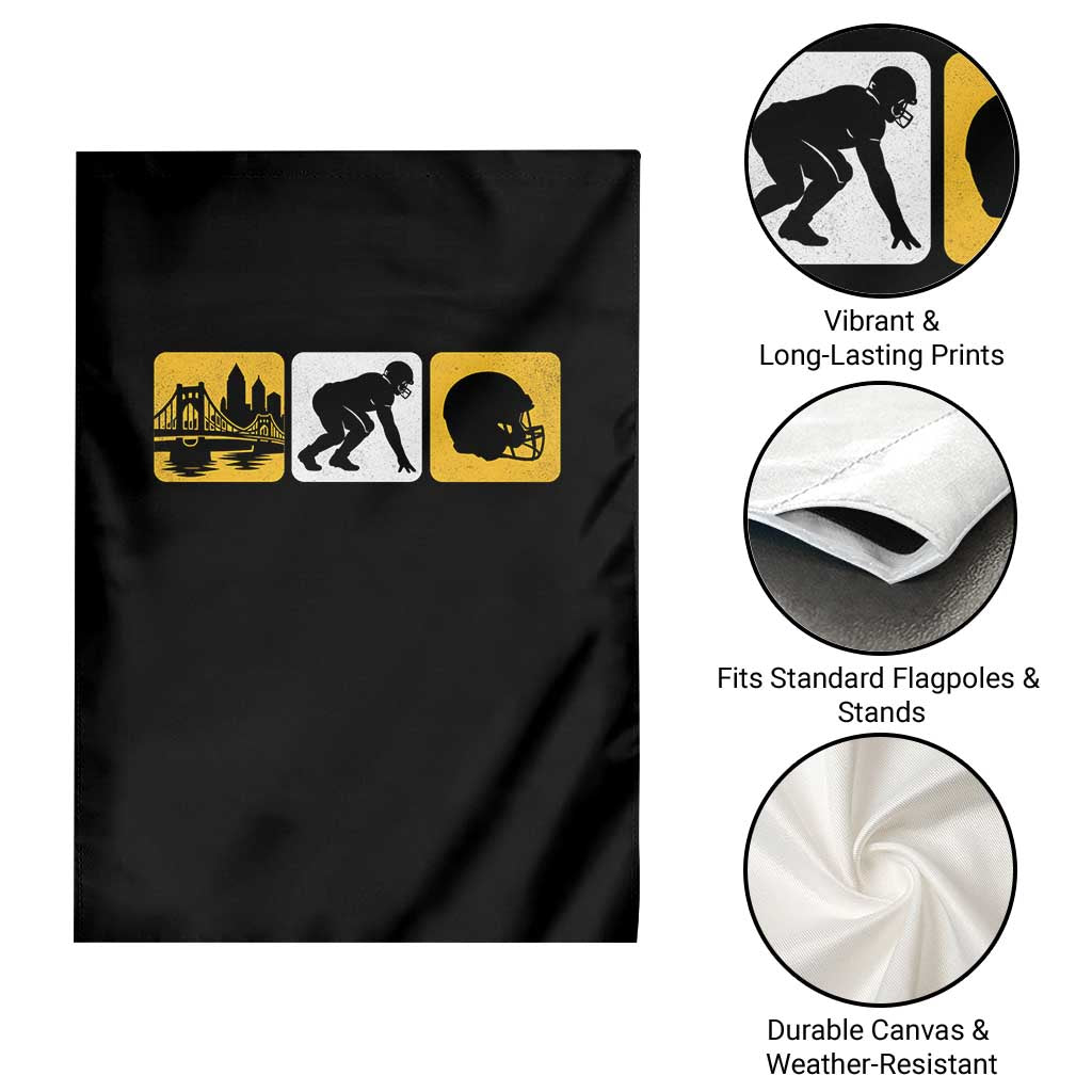 Pittsburgh Skyline Crest Graphic Garden Flag Football Fan Pride TS12 Print Your Wear