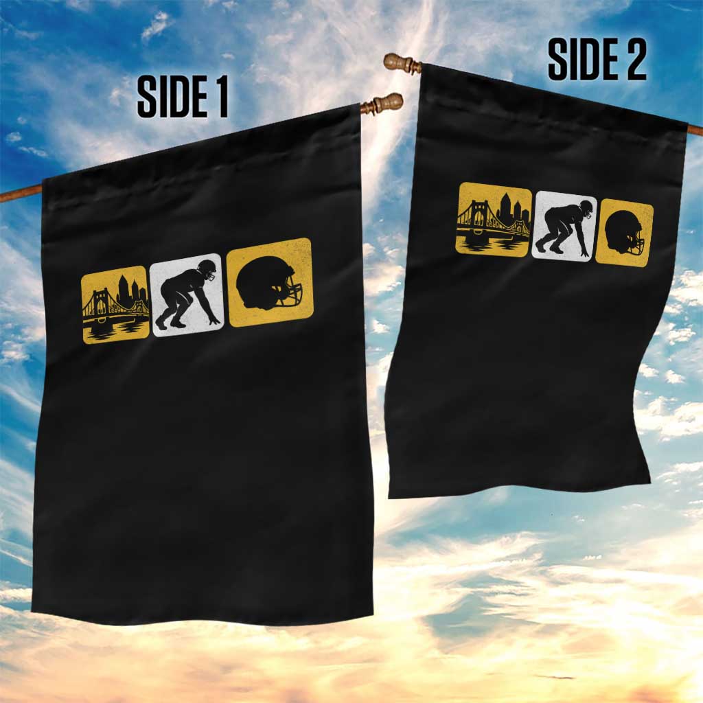 Pittsburgh Skyline Crest Graphic Garden Flag Football Fan Pride TS12 Print Your Wear