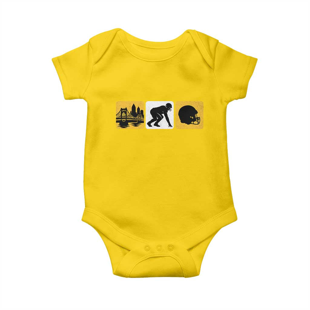 Pittsburgh Skyline Crest Graphic Baby Onesie Football Fan Pride TS12 Daisy Print Your Wear