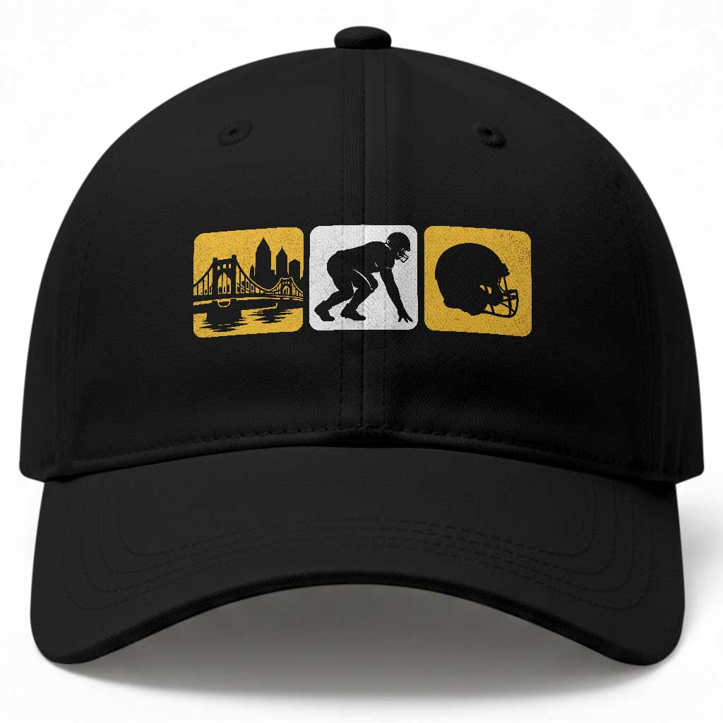 Pittsburgh Skyline Crest Graphic Baseball Cap Football Fan Pride TS12 Print Your Wear