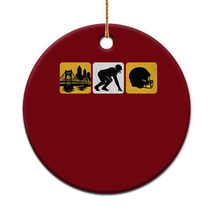 Pittsburgh Skyline Crest Graphic Ceramic Ornament Football Fan Pride TS12 1pc Red Print Your Wear