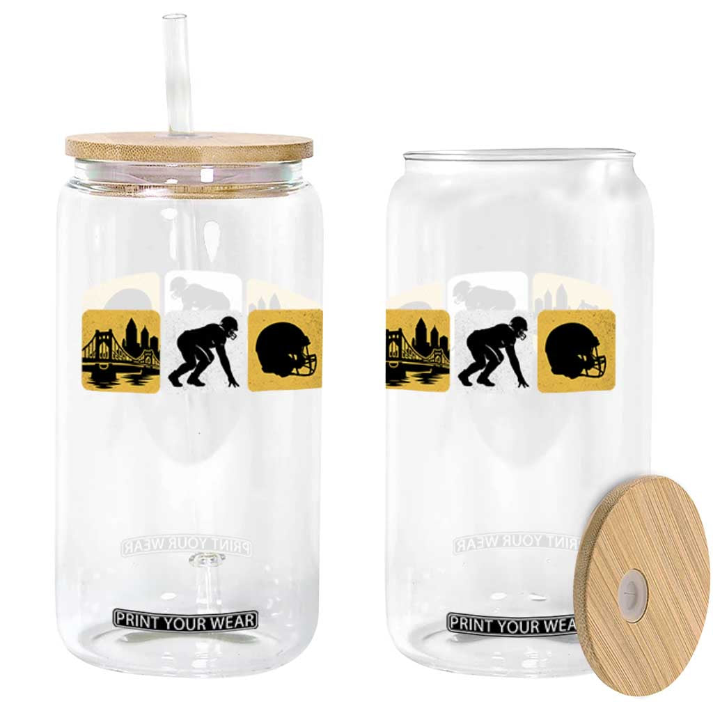 Pittsburgh Skyline Crest Graphic Glass Can Football Fan Pride TS12 Print Your Wear