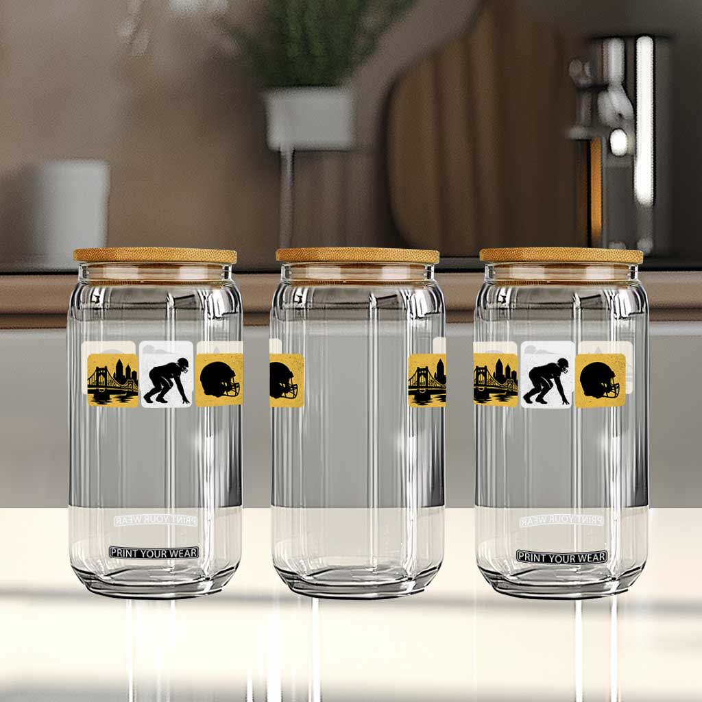 Pittsburgh Skyline Crest Graphic Glass Can Football Fan Pride TS12 Print Your Wear