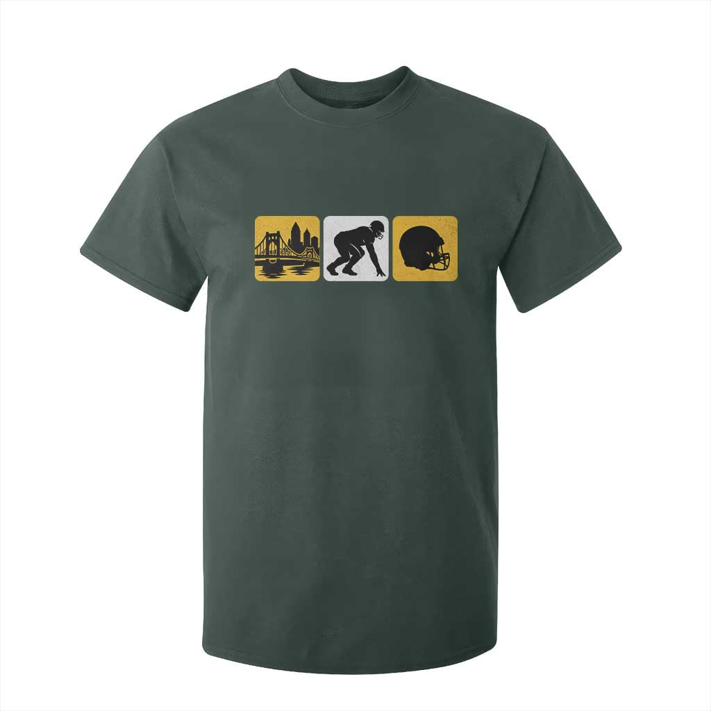 Pittsburgh Skyline Crest Graphic T Shirt For Kid Football Fan Pride TS12 Dark Forest Green Print Your Wear