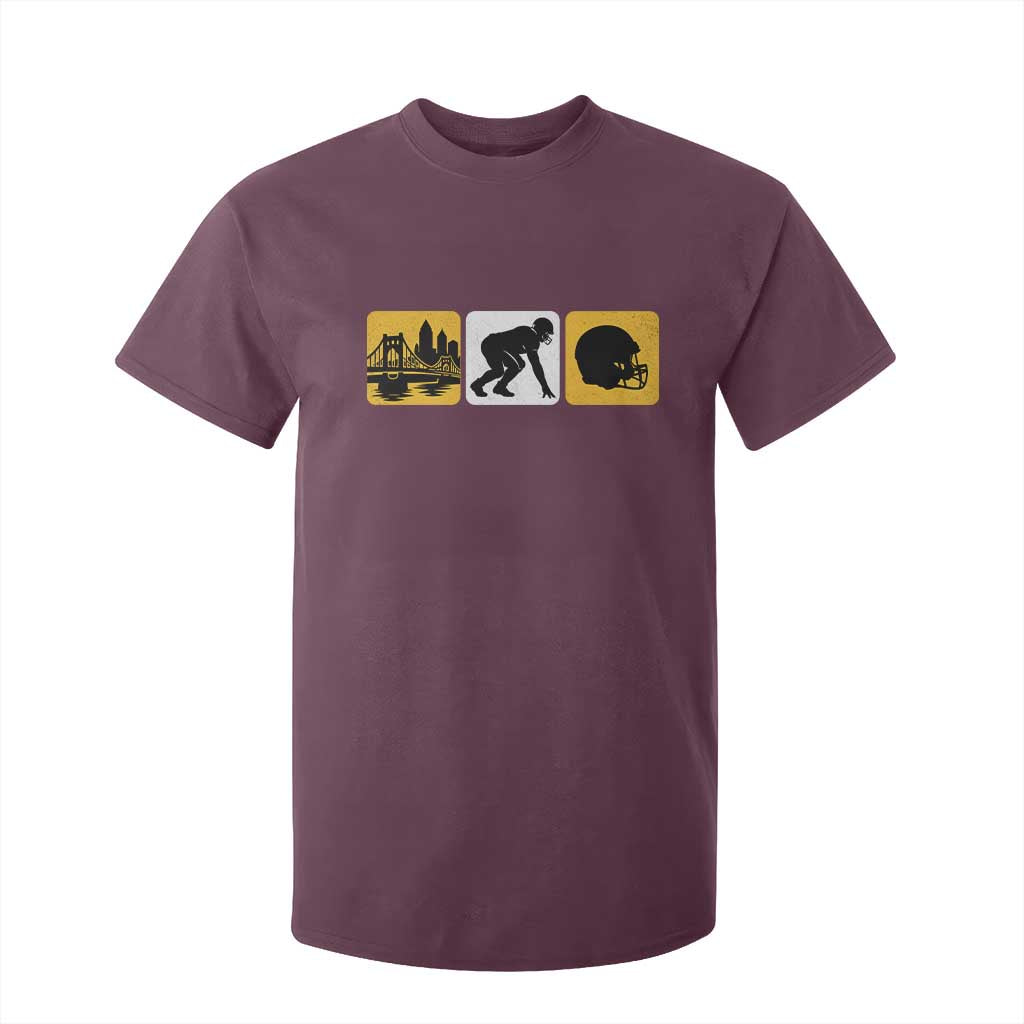 Pittsburgh Skyline Crest Graphic T Shirt For Kid Football Fan Pride TS12 Maroon Print Your Wear