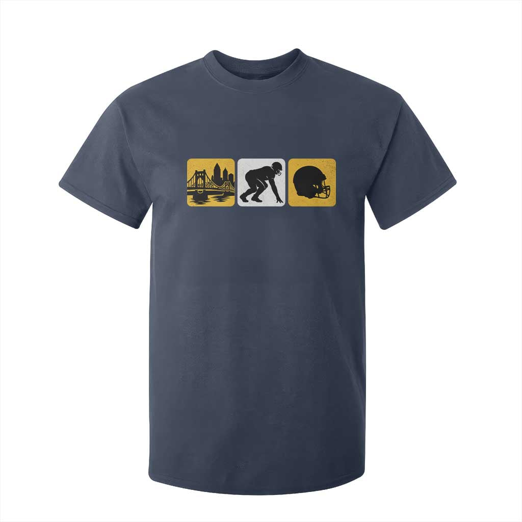 Pittsburgh Skyline Crest Graphic T Shirt For Kid Football Fan Pride TS12 Navy Print Your Wear