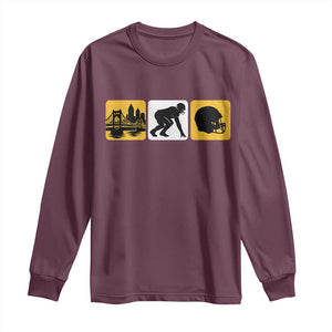 Pittsburgh Skyline Crest Graphic Long Sleeve Shirt Football Fan Pride TS12 Maroon Print Your Wear