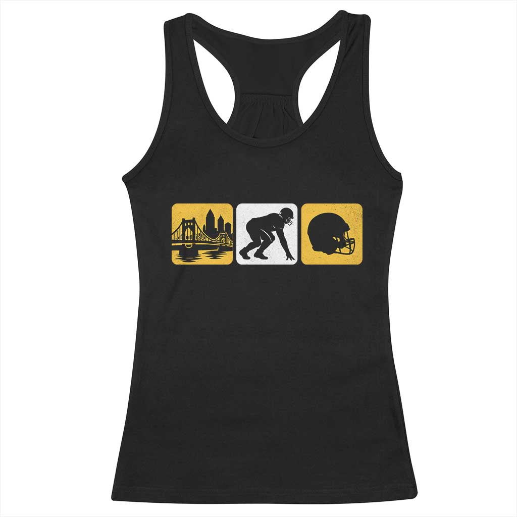 Pittsburgh Skyline Crest Graphic Racerback Tank Top Football Fan Pride TS12 Black Print Your Wear