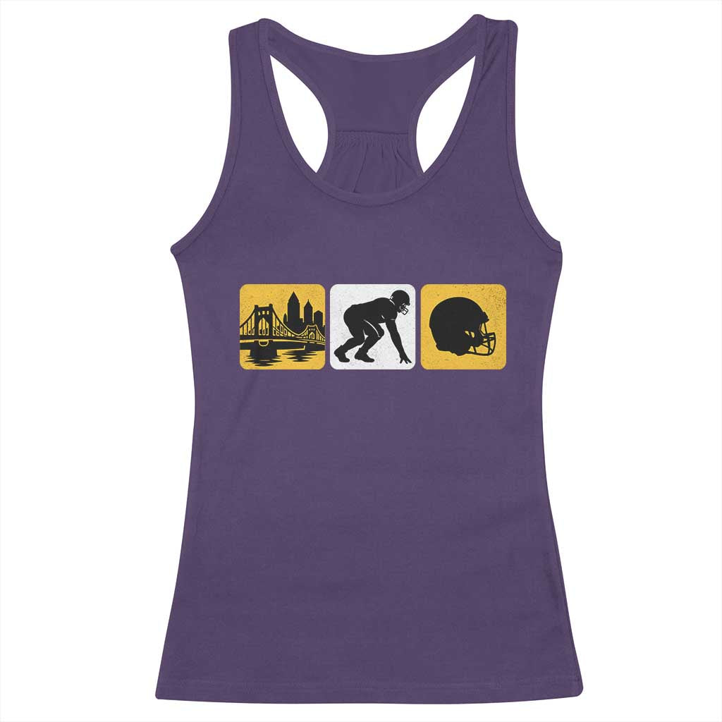 Pittsburgh Skyline Crest Graphic Racerback Tank Top Football Fan Pride TS12 Purple Print Your Wear