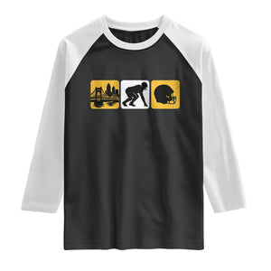 Pittsburgh Skyline Crest Graphic Raglan Shirt Football Fan Pride TS12 Black White Print Your Wear