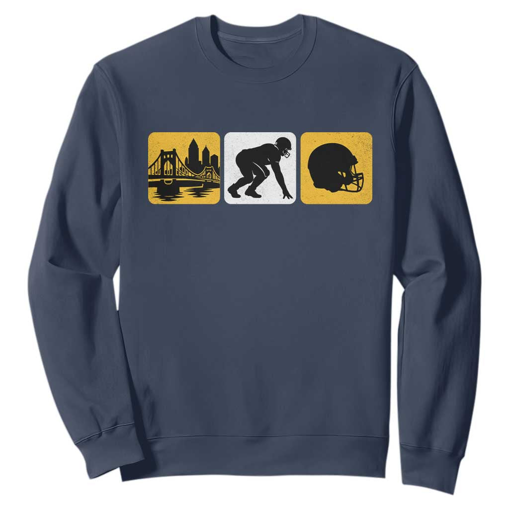 Pittsburgh Skyline Crest Graphic Sweatshirt Football Fan Pride TS12 Navy Print Your Wear