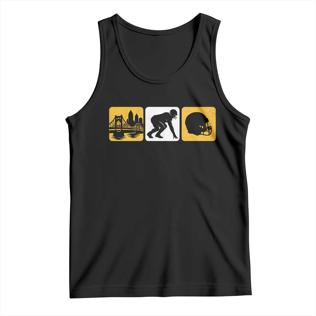 Pittsburgh Skyline Crest Graphic Tank Top Football Fan Pride TS12 Black Print Your Wear