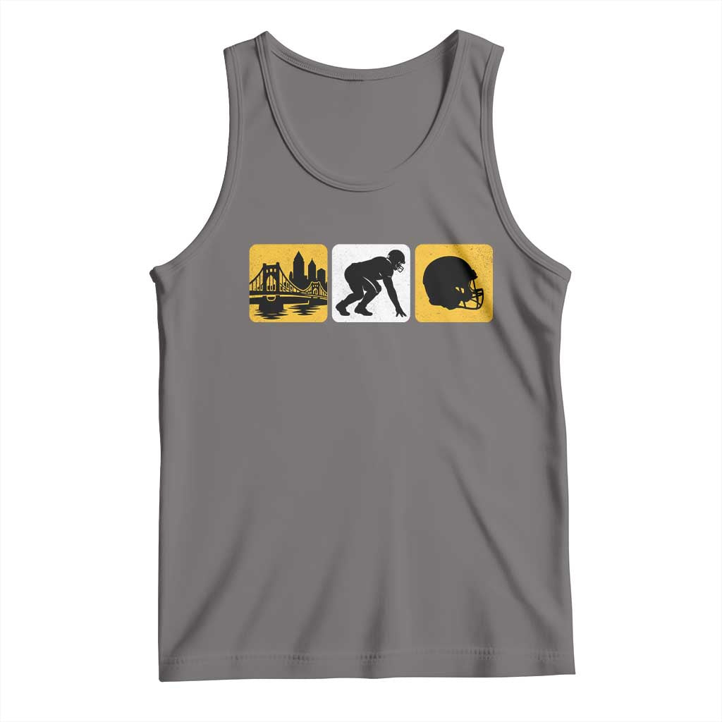 Pittsburgh Skyline Crest Graphic Tank Top Football Fan Pride TS12 Deep Heather Print Your Wear