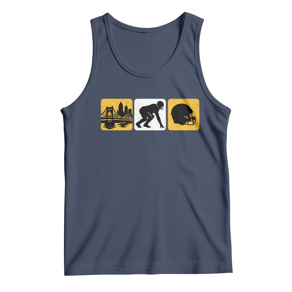 Pittsburgh Skyline Crest Graphic Tank Top Football Fan Pride TS12 Navy Print Your Wear