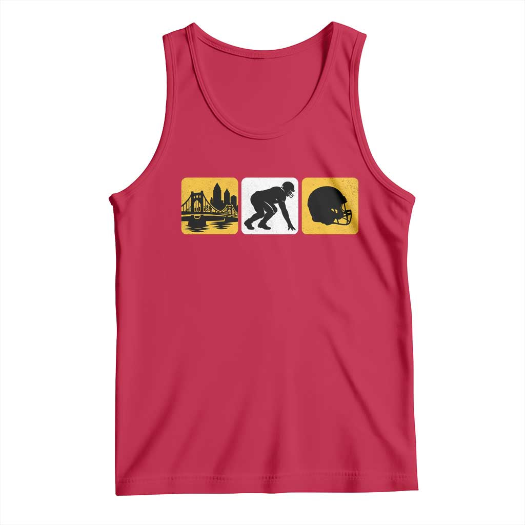 Pittsburgh Skyline Crest Graphic Tank Top Football Fan Pride TS12 Red Print Your Wear