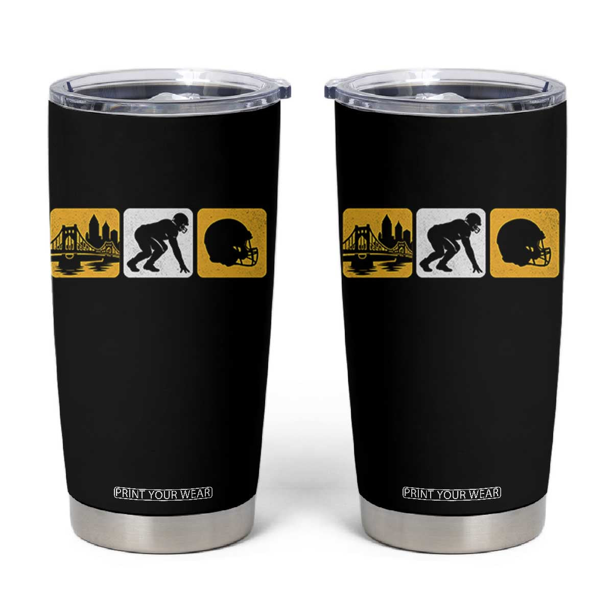 Pittsburgh Skyline Crest Graphic Tumbler Cup Football Fan Pride TS12 Black Print Your Wear