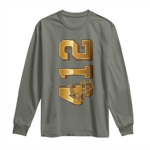 Vintage Pittsburgh City Skyline Crest Long Sleeve Shirt Game Day Fan Pride TS12 Military Green Print Your Wear