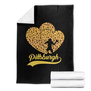 Vintage Leopard Heart Pittsburgh Pride Throw Blanket Football Lover Gift TS12 Black Print Your Wear