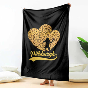 Vintage Leopard Heart Pittsburgh Pride Throw Blanket Football Lover Gift TS12 Print Your Wear