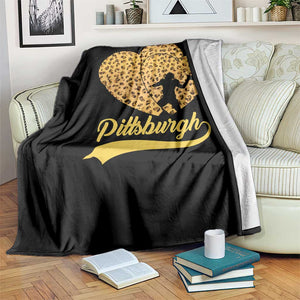 Vintage Leopard Heart Pittsburgh Pride Throw Blanket Football Lover Gift TS12 Print Your Wear