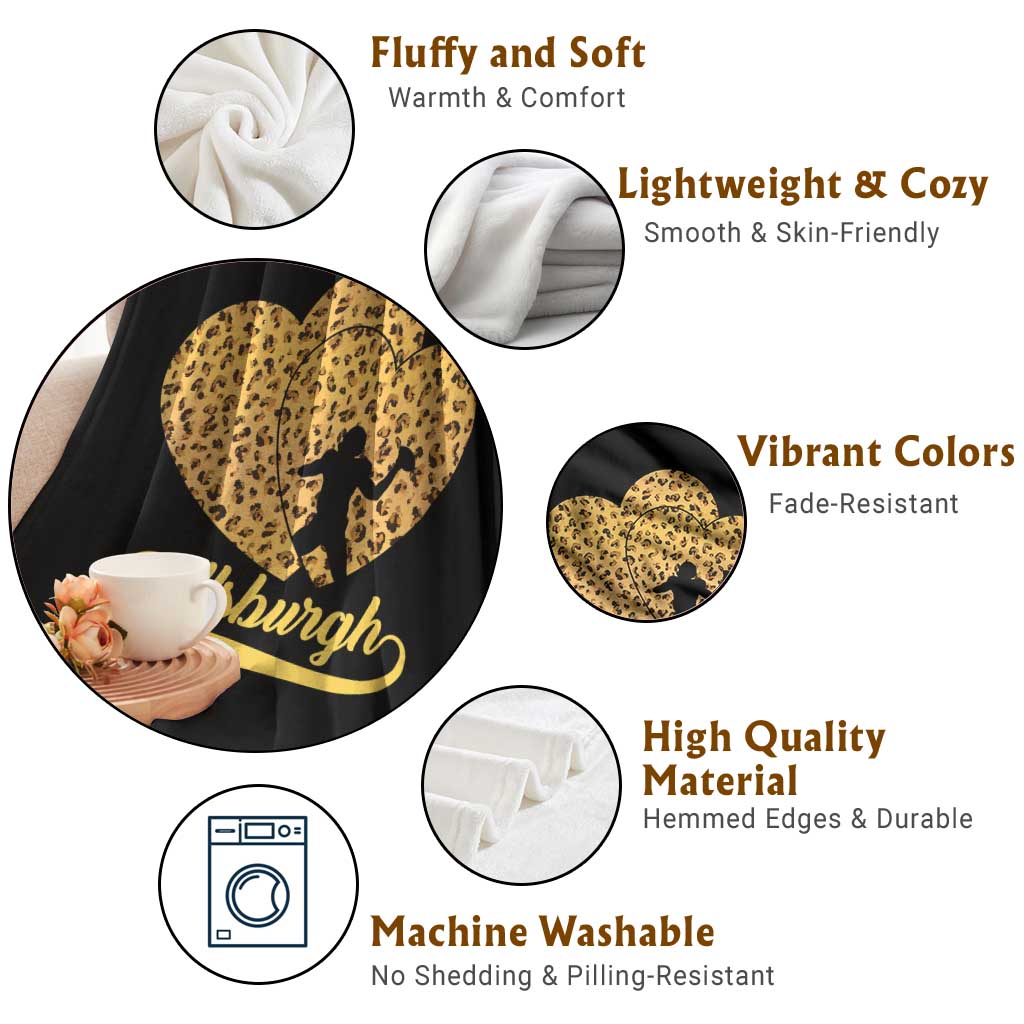Vintage Leopard Heart Pittsburgh Pride Throw Blanket Football Lover Gift TS12 Print Your Wear