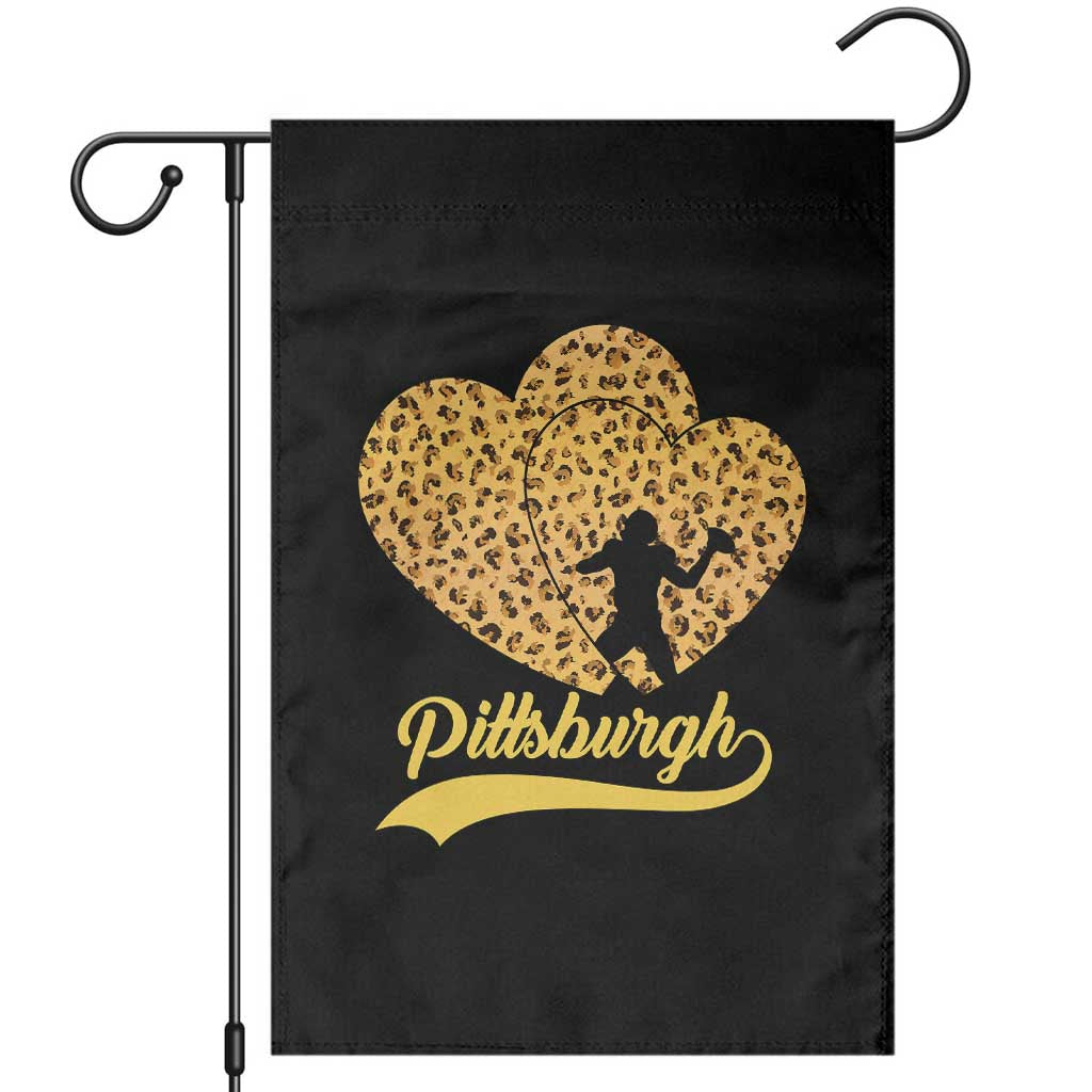 Vintage Leopard Heart Pittsburgh Pride Garden Flag Football Lover Gift TS12 Black Print Your Wear