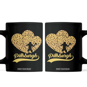 Vintage Leopard Heart Pittsburgh Pride Coffee Mug Football Lover Gift TS12 Black Print Your Wear